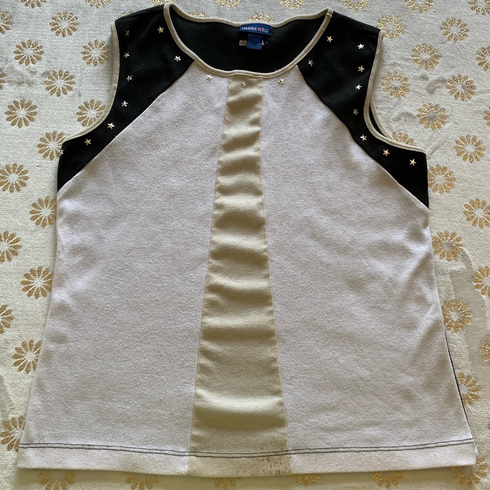 Limited Too Black and Cream Star Tank Top